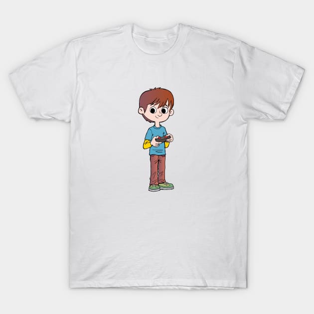 boy is holding a joystick in his hands T-Shirt by duxpavlic